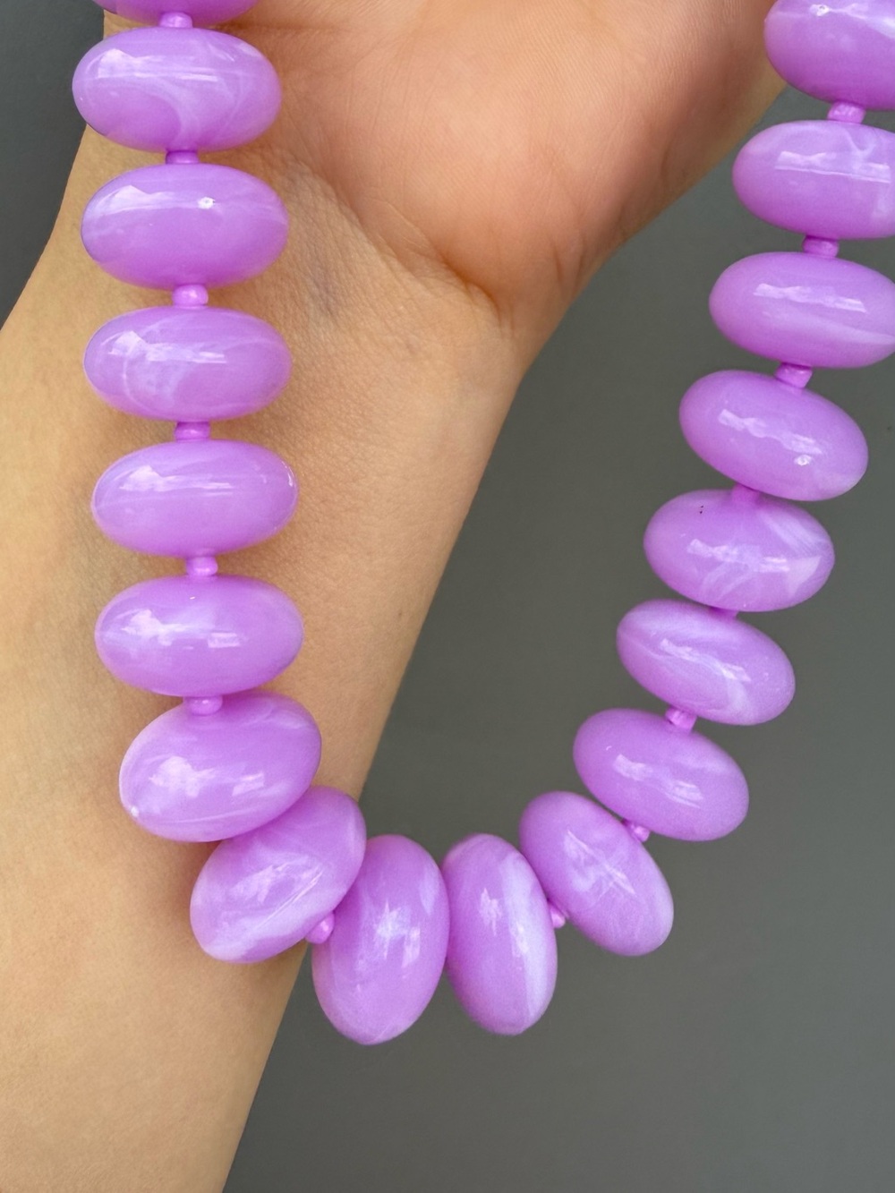 Chunky Lavender Bead Necklace - Picture 6 of 6